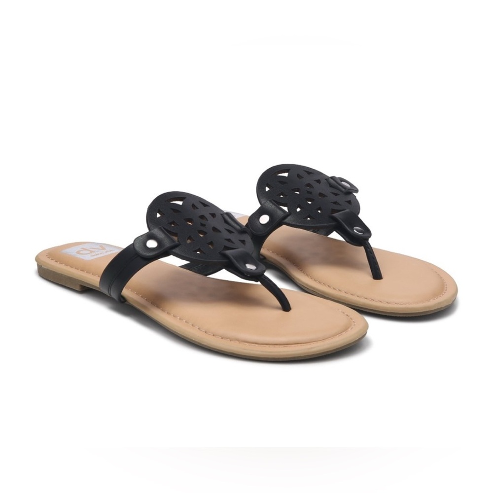 DV Dolce Vita Women’s Gotie Black Sandals Flats Summer Shoes Size 5.5 NWT - Picture 2 of 6